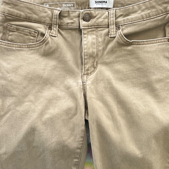 Sonoma Women's Jeans Size 6 Skinny Brushed Cotton Spandex Blend Tan EUC - Picture 6 of 11